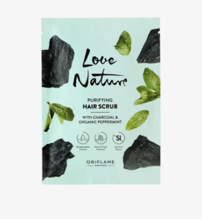 Почистващ ексфолиант за скалп с активен въглен & органична мента Love Nature 43253