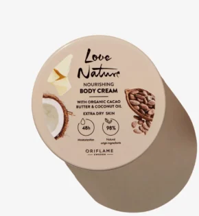 Подхранващ крем за тяло с органично какаово & кокосово масло Love Nature 42991
